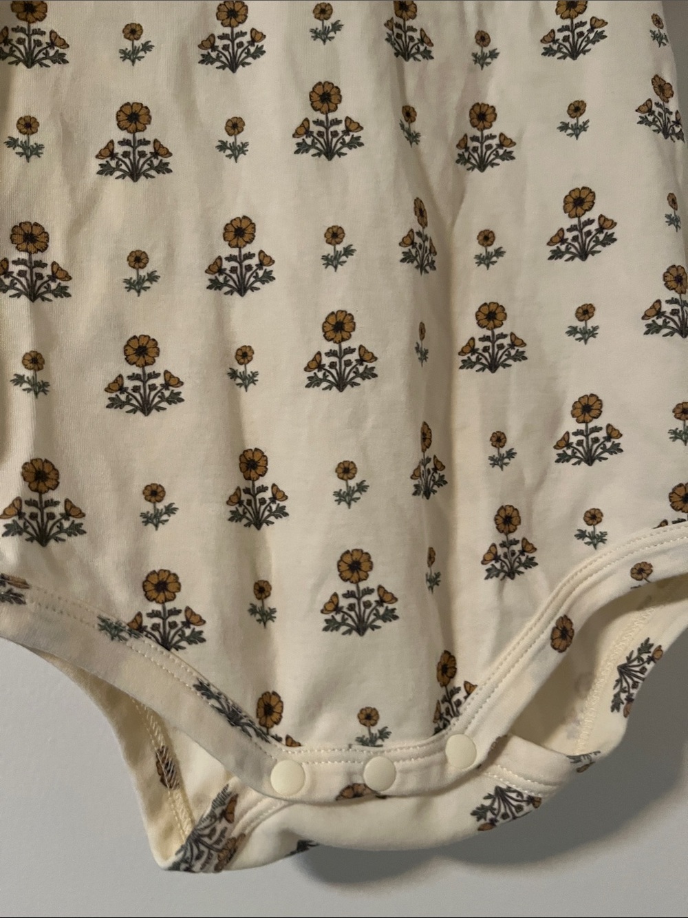 Cream Floral-Print Ruffle Collar One-Piece - Picture 3 of 6